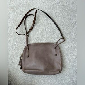 Lorena leather crossbody bag taupe color